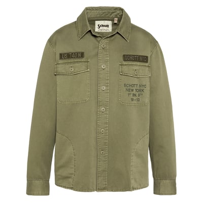 Surchemise army brodée et imprimée en coton lavé SCHOTT