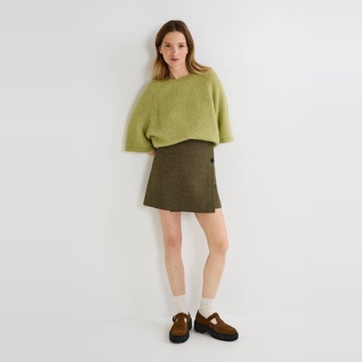 Jupe courte en portefeuille contenant de la laine MONOPRIX