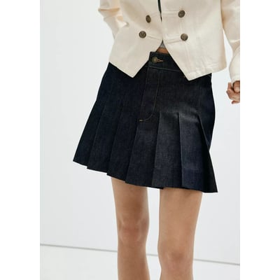 Jupe plissée denim MANGO