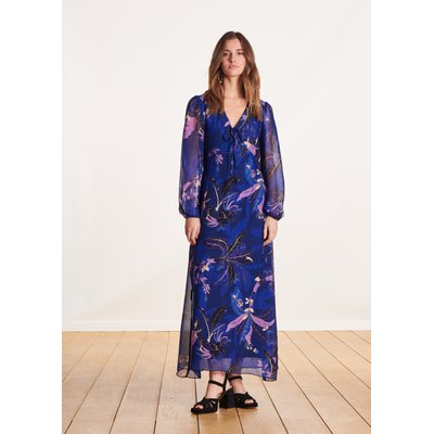 Robe longue en voile imprimé manches longues LA FEE MARABOUTEE