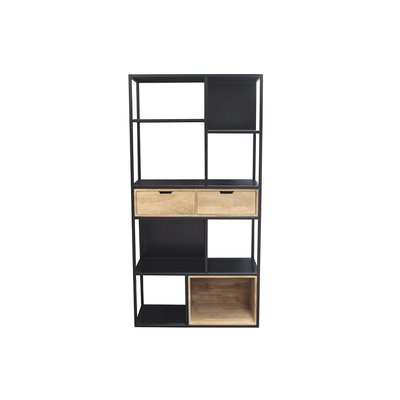 Bibliothèque en métal noir et bois manguier massif L90 cm JAIPUR MILIBOO