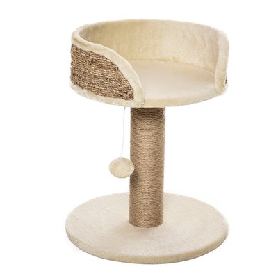 Arbre à chat griffoir 2 niveaux H. 49 cm boule suspendue PAWHUT
