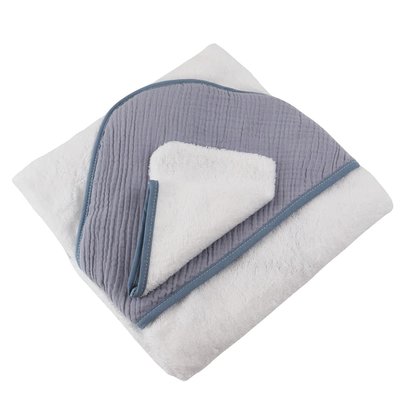 Cape de bain et gant en gaze de coton GAZOO LINANDELLE