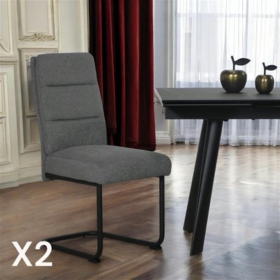 Chaise à dossier haut en tissu gris (lot de 2) LOMBARDIE PIER IMPORT