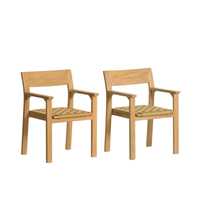 Lot de 2 fauteuils de jardin en teck et rotin  PIANA BERAH GETAH