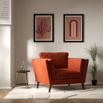 Frida Contemporary Velvet Armchair with Dark Wood Legs & Feather Fillings SO'HOME
