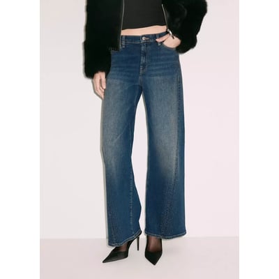 Jean wide leg avec détail strass MANGO