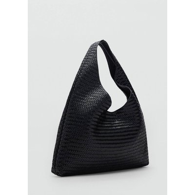Grand sac porté épaule cuir tressé MANGO