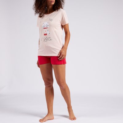 Pyjashort femme LATTE rouge MELISSA BROWN