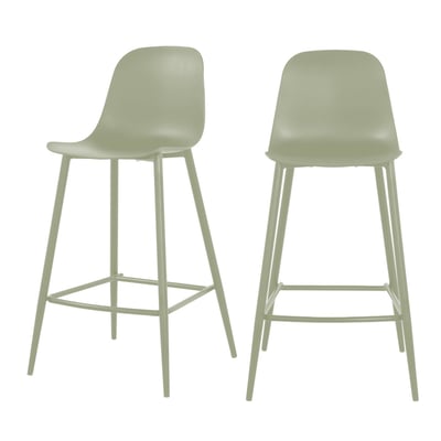 Lot de 4 tabourets de bar intérieur et extérieur en plastique et métal H65cm- PORTLAND DRAWER