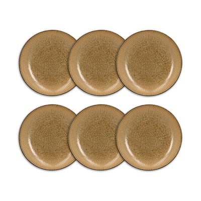 Lot de 6 assiettes creuses 22cm en porcelaine, LUNEA OGO LIVING