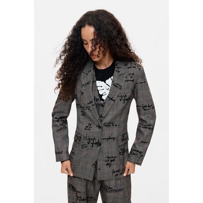 Veste croisée à carreaux lettering DESIGUAL