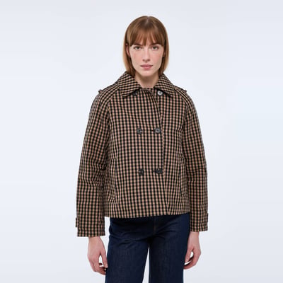 Trench court en coton à carreaux avec doublure amovible MONOPRIX