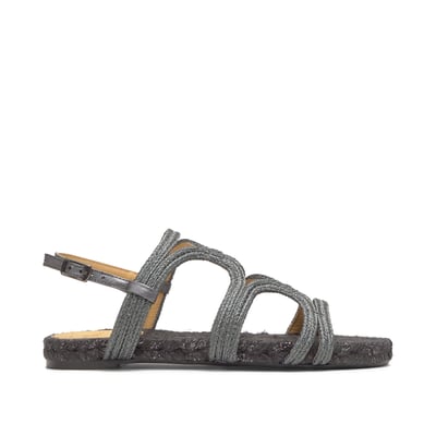 Sandales plates en tressage métallisé artisanal et jute PITRA PLATFORM CASTANER