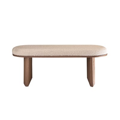 Banc en bois massif et tissu bouclette 120 cm  MARLOW BERAH GETAH