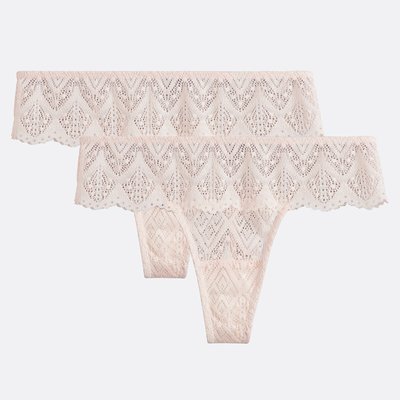 Pack of 2 Lison Tangas in All-Over Lace LA REDOUTE COLLECTIONS