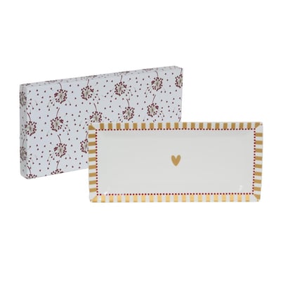 Coffret plat rectangulaire Silva 31cm en porcelaine décorée AMADEUS