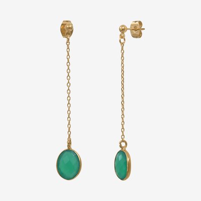 Boucles d'oreilles dorées longues - SERTI PM CAROLINE NAJMAN