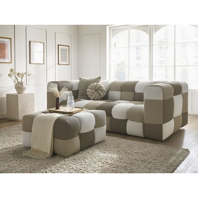 Canapé droit fixe 4 places en tissu mesh avec pouf, CLOUD BOBOCHIC