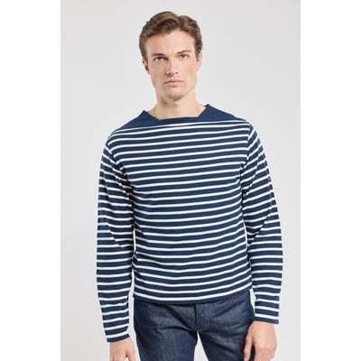Pull rayé avec coudières en coton ARMOR-LUX