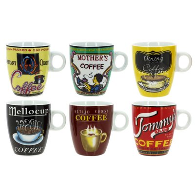 Lot de 6 tasses assorties en porcelaine 15cl NOVASTYL