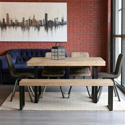 Table dîner extensible 140/180 bois recyclé style campagne AUCKLAND PIER IMPORT