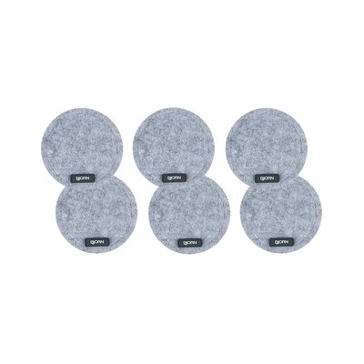 Sous-verre rond - 6 pièces - Feutre recyclé gris BJORN