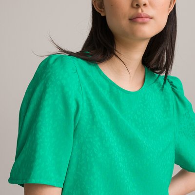 Kurzärmelige Bluse mit rundem Ausschnitt und Jacquardmuster LA REDOUTE COLLECTIONS