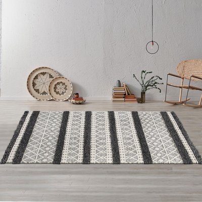 Tapis salon et chambre tissé en laine motif ethnique NOUKA UN AMOUR DE TAPIS