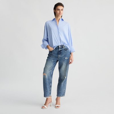 Chemise bleu clair en popeline avec strass LIU JO