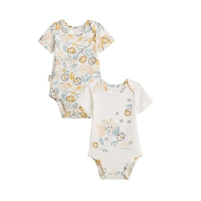 Lot de 2 bodies bébé manches courtes ouverture croisée zeste d'amour - bleu