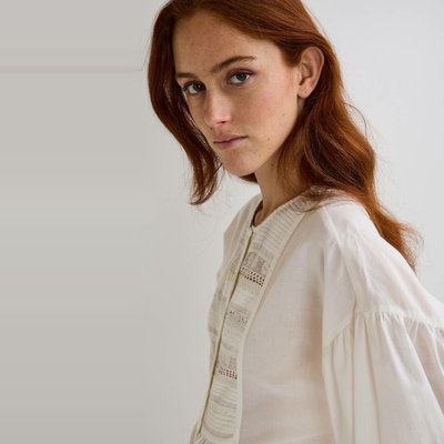 Blouse manches longues avec dentelle en coton BIO MONOPRIX