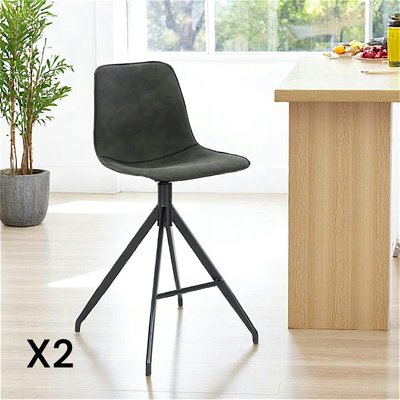 Tabouret de bar gris avec couture (lot de 2) AMSTERDAM PIER IMPORT