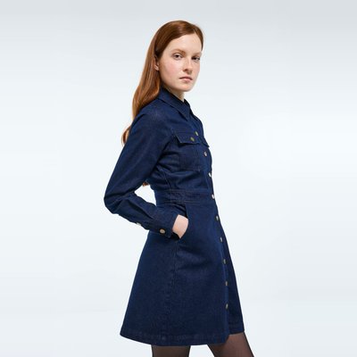 Robe courte cintrée denim en coton MONOPRIX