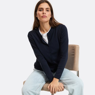 Button-down cardigan with crew neck in fine knit LA REDOUTE COLLECTIONS