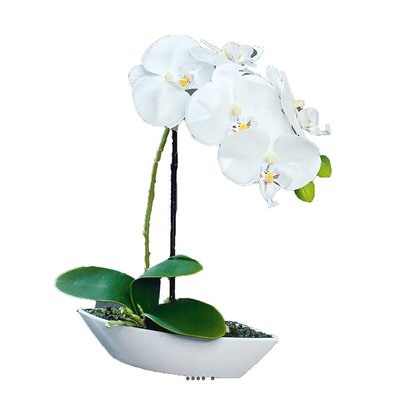 Orchidée factice tissu gaufré pot Résine ARTIFICIELLES