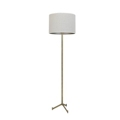 Lampadaire Denise Bronze Abat Jour Cylindre Blanc Crème MILLUMINE