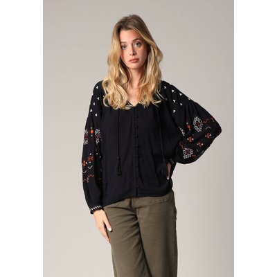 Blouse ample à manches longues ballon brodées NESKARA DEELUXE