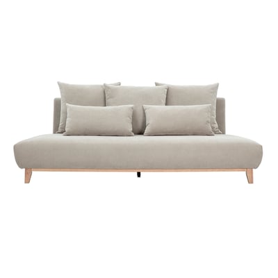 Canapé 3 places en tissu chenille beige et bois clair L201 cm BASTILLE MILIBOO