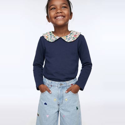 Sweat avec col imprimé fleuri en coton MONOPRIX