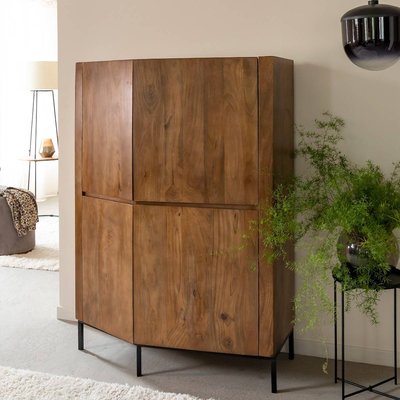 Buffet haut en bois de manguier et travertin  AZURE MADE IN MEUBLES 