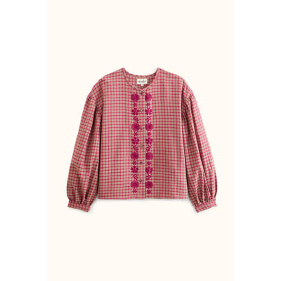 Blouse brodée à carreaux, BINU APACHES COLLECTIONS