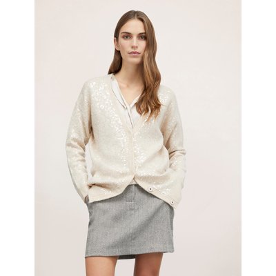 Cardigan en tricot de laine mélangée entièrement recouvert de paillettes MOTIVI