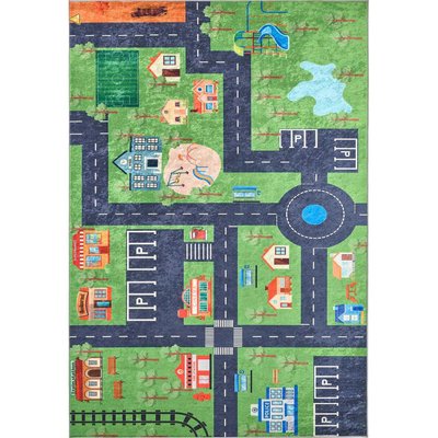 Tapis intérieur à poils courts Alix 738 vert 80 x 150 cm JARDINDECO