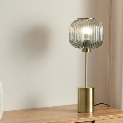 MADE.COM Briz Ribbed Glass Table Lamp with Metal Base MADE