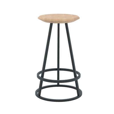 Tabouret de bar 65cm avec pietement en métal et assise en chêne, GUSTAVE HARTO