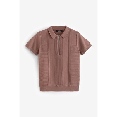 Polo texturé à col zippé et manches courtes NEXT