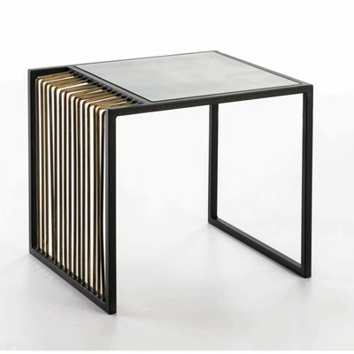 Table d'appoint en métal, miroir vieilli RECOLLECTION