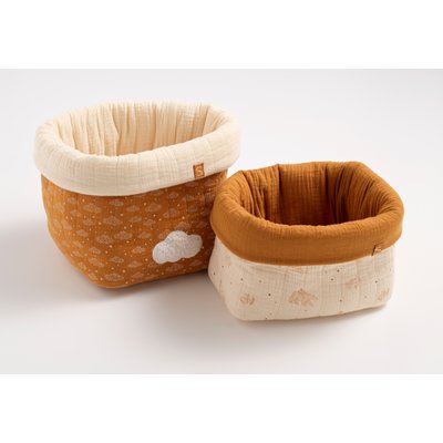 Lot de 2 panières de rangement en double gaze de coton SAUTHON