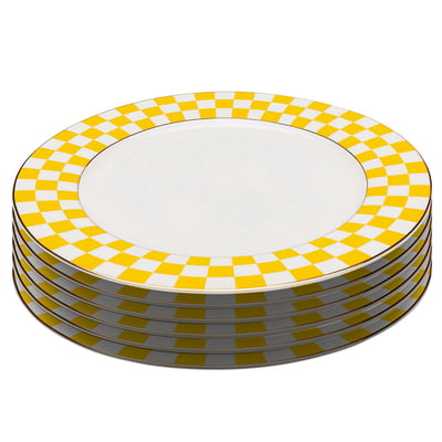 Lot de 6 assiettes bord damier, HARLEQUIN KARE DESIGN